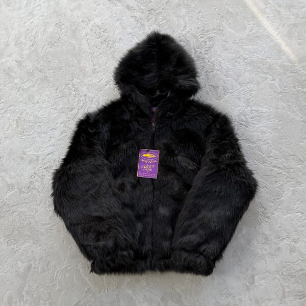 Corteiz Hooded Fur Jacket Black Corteiz Hooded Fur Jacket Black