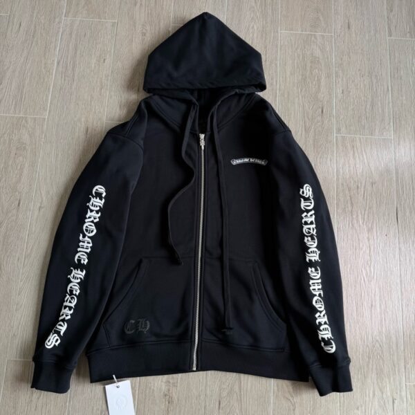 Chrome Hearts Scroll Logo Zip Up Hoodie Black 1 Chrome Hearts Scroll Logo Zip Up Hoodie 'Black'