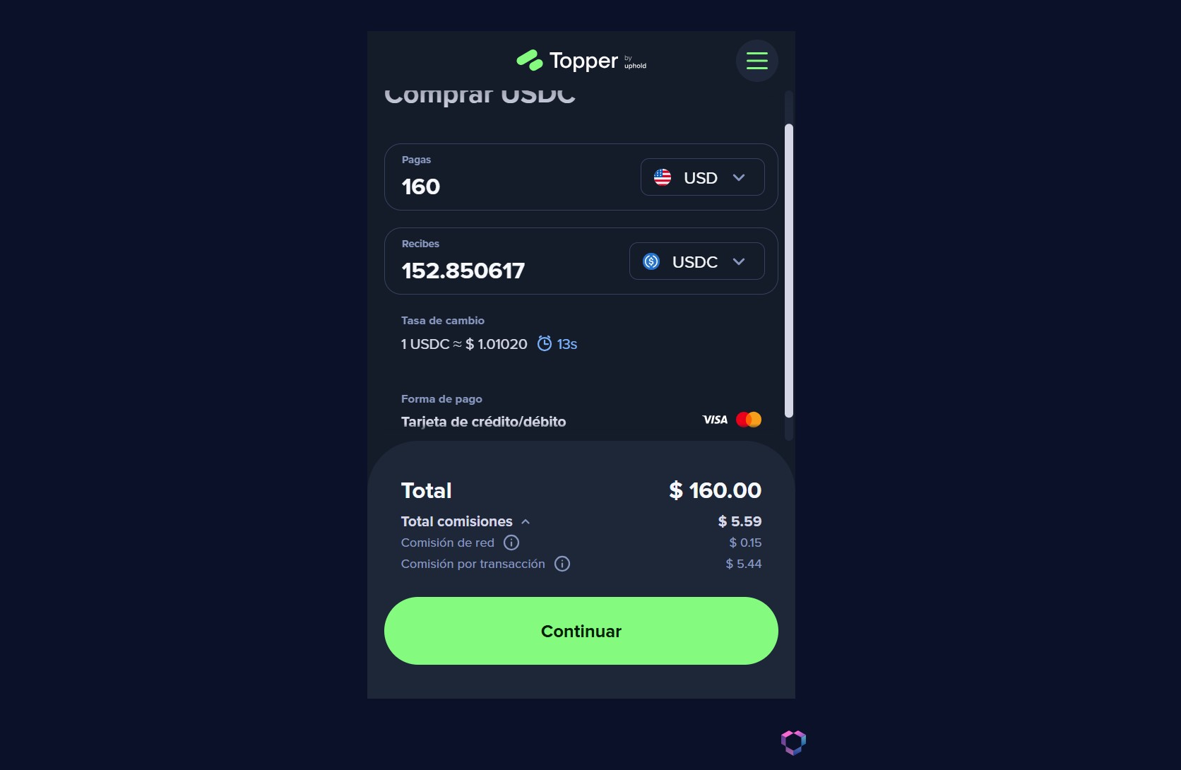 Topperpay App Payment methods